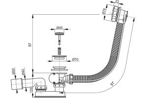 Слив-перелив AlcaPlast A55 GOLD - 2