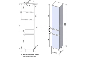 Шкаф-пенал Style Line Атлантика 35 L с бельевой корзиной белый - 3