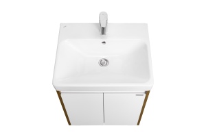 Тумба с раковиной Aquaton Сканди Doors 55 белый - светлое дерево - 3