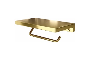 Держатель туалетной бумаги с полочкой WasserKRAFT золото