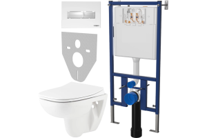 Комплект Унитаз подвесной Seramiksan Petite A101002H с микролифтом + Система инсталляции для унитазов DIWO 4501 + Кнопка смыва DIWO 7320 белая