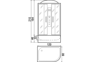 Душевая кабина с поддоном River Dunay 120/80/44 TH L (10000000008) - 3