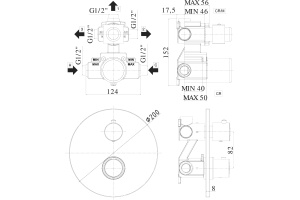 Термостат Paffoni Light LIQ019NO С ВНУТРЕННЕЙ ЧАСТЬЮ, для ванны с душем - 2