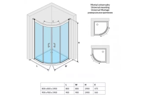 Душевой уголок Excellent Серия 201 80х80 хром стекло прозрачное - 3