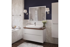 Тумба с раковиной STWORKI Берген 100 белая с темной столешницей, DIWO Углич 0117 - 3