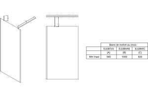 E22BT-GA горизонтальная штанга c шарнирами для регулировки /угол 45°/ (хром) - 2