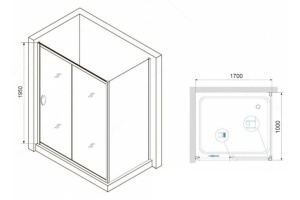 Душевой уголок RGW Passage PA-76-1B 170x100 профиль черный стекло прозрачное - 3