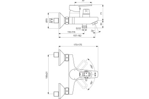 BA399AA HYPE Настенный смеситель для ванны/душа - 2