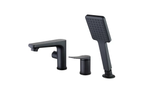Смеситель Lemark Bronx LM3745BL для ванны встраиваемый, на 3 отверстия, с аксессуарами, черный
