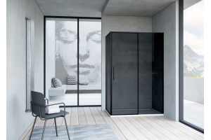 Душевой уголок Vincea Slim Soft 120х90 профиль черный стекло тонированное  - 2