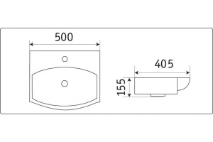 Раковина накладная Ceramalux N 50 черный (78014CMB) - 2