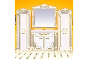 Мебель для ванной Misty Барокко 120 прямая бежевая, патина