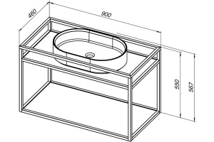 1.33003.60 LIBERTY Консоль 90 подвесная, медь браш (274341) - 2