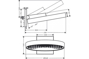 HANSGROHE (Rainfinity) Верхний душ 360 1 jet, с настенным держателем, матовый черный - 2