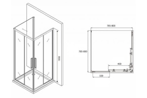Душевой уголок Abber Schwarzer Diamant 80х80 черный, матовый (AG02080BH) - 3