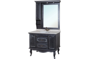 Зеркало-шкаф Bellezza Рим 110 L черное патина серебро - 2