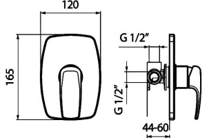 Смеситель Webert Kimono KI880101015 С ВНУТРЕННЕЙ ЧАСТЬЮ, хром - 2