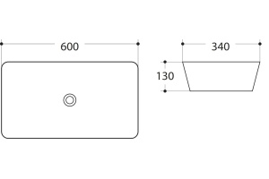 Раковина керамическая накладная AM-7090-B, цвет белый, 600х340х130 - 2