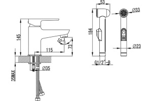Смеситель Ravak BM 011.00 для раковины с гигиеническим душем - 3