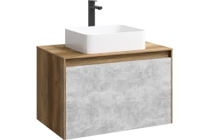 Тумба с раковиной Aqwella 5 stars Mobi 80 дуб балтийский, бетон светлый