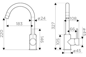 Смеситель Omoikiri Shinagawa BN для кухонной мойки - 2