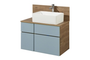 Тумба с раковиной Mila 50 и столешницей Aquaton Мишель 80 светлое дерево-голубой