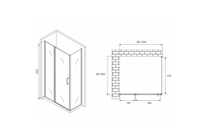 Душевой уголок Abber Sonnenstrand 100х90 хром стекло матовое - 2