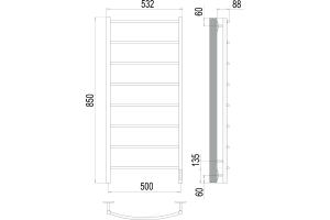 Электрический полотенцесушитель Terminus Классик П8 500x850 Хром - 3