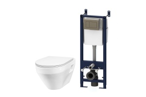 IS3701738 Комплект инсталляция с клав глянц хром с подвесным унитазом Spirit с сид-ем м/лифт