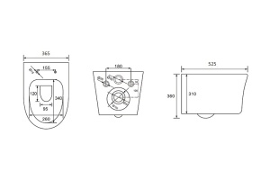 Унитаз компакт подвесной безободковый AQUATEK НИКА 525*365*360мм, тонкое сиденье с механизмом плавного закрывания, крепеж, AQ2009-00 - 2