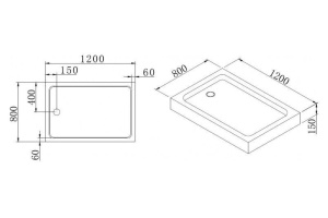 Поддон для душа Cezares Tray прямоугольный 120/80, акриловый - 3