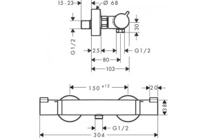 Термостат для душа внешнего монтажа Hansgrohe Ecostat Comfort 13116340, шлифованный черный хром - 2