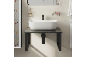 Столешница с раковиной DIWO Элиста 60 чёрный мрамор, с раковиной Moduo 50 Square