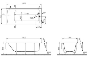 Акриловая ванна Vitra Neon 160x70 см (52520001000) - 2