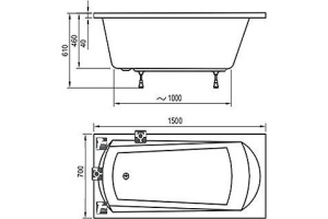 Акриловая ванна Ravak Domino 150x70 см (C641000000) - 2