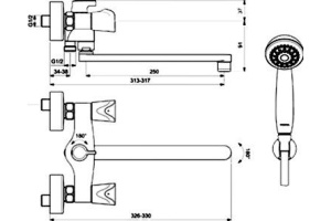 Смес/ванна к/затв дл/изл плоск Lобр в/к NEO Vidima BA335AA - 2
