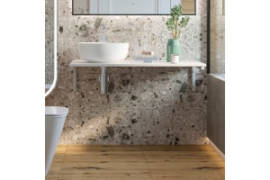 Столешница с раковиной DIWO Элиста 100 белый мрамор, с раковиной Moduo 40 RING