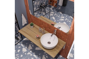 Мебель для ванной DIWO Элиста 120 светлое дерево, с раковиной Moduo 40 RING (комплект, гарнитур) - 3