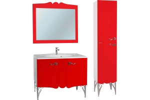 Тумба с раковиной Bellezza Эстель 90 красная - 3