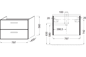 Тумба с раковиной Jacob Delafon Ola 80 белый лак - 3