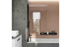 Шторка на ванну STWORKI Стокгольм GV-861 MT 90х150 см, профиль черный матовый