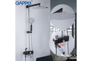 Душевая система Gappo, излив является переключателем на лейку черный/хром G2481 - 2