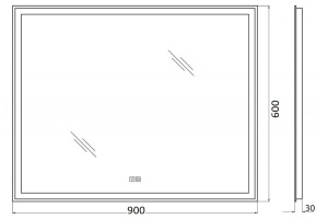 Зеркало BelBagno 90х60 с подсветкой, подогревом (SPC-GRT-900-600-LED-TCH-WARM) - 3