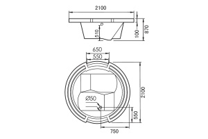 Акриловая ванна Gemy 210х210 с гидромассажем (G9060 B) - 3