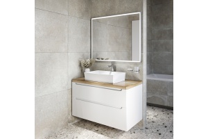 Мебель для ванной STWORKI Берген 100 белая со светлой столешницей, с раковиной Bocchi Vessel 1172-061-0125 - 2