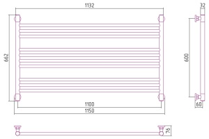 Полотенцесушитель водяной ДР Богема L 600х1100 (Без покрытия) - 3