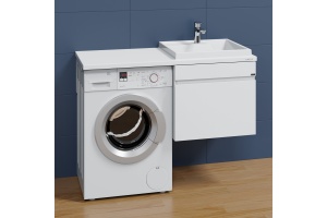 Тумба с раковиной над стиральной машиной подвесная Санта Марс 59 белый