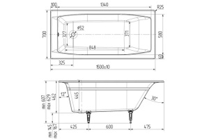 Чугунная ванна Wotte Forma 150x70 - 3