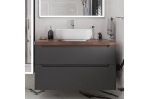 Тумба с раковиной STWORKI Берген 100 серая с темной столешницей, Moduo 50 Square