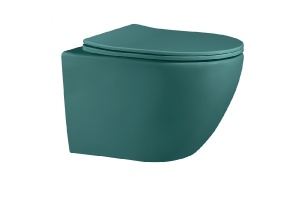 Унитаз подвесной Abber Bequem безободковый с сиденьем микролифт темно - зеленый матовый